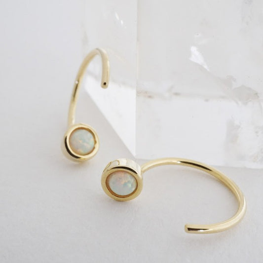 Opal Threader Hoops